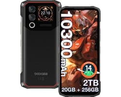 DOOGEE Blade10 Max Onbreekbare Mobiele Telefoon Android 15 Batterij 10300mAh 90Hz 6.56"HD 32GB + 256GB 50MP Camera,Zwart