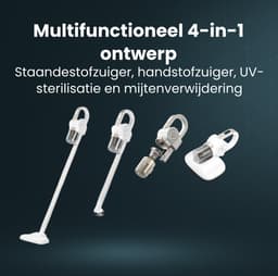 Purgato Draadloze Stofzuiger 4-in-1 - UV-C Sterilisatie - 11 kPa - 2000 mAh - Oplaadbaar - Zwart — thumbnail 5