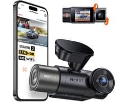 Vantrue N2X 2.7K Uber Dashcam Voor- en Binnenkant, 5G WiFi Dual Dashcam voor Auto met HDR IR Nachtzicht, STARVIS 2, GPS, 2,5K/60 FPS, LTE-ondersteuning, 24/7 Parkeerstand, Spraakbediening, Ondersteuning tot 512GB