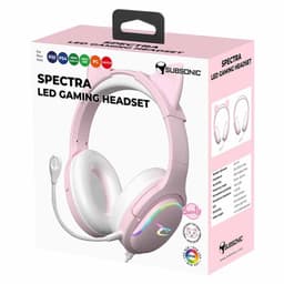 Subsonic Spectra LED Gaming Headset – roze stereo headset met RGB‑verlichting & microfoon – voor PS5, Xbox, Switch & PC — thumbnail 4