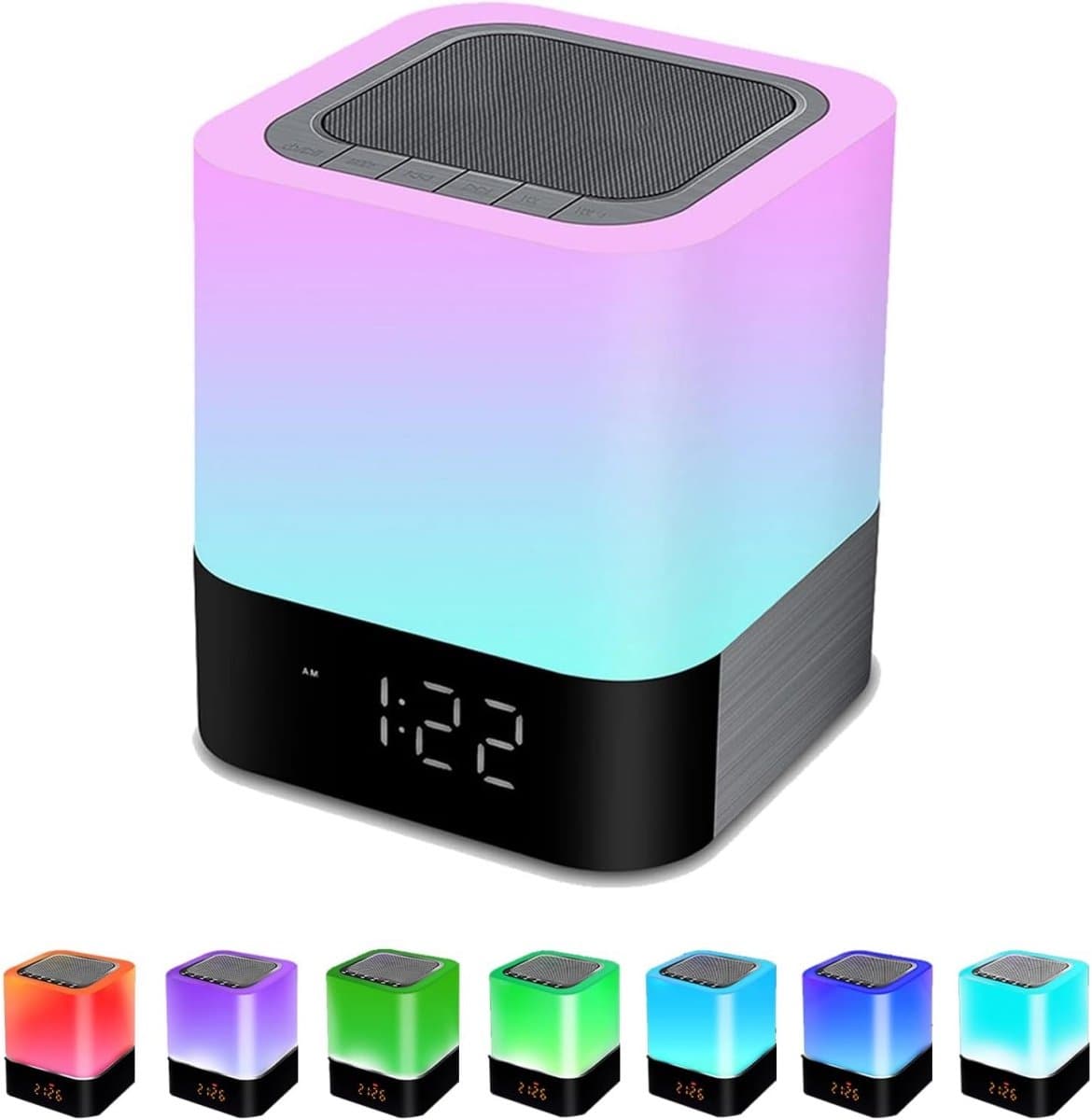 EXCITAT Nachtlampje - Wake up Light - Luidsprekers boxen - Bluetooth luidspreker - Wekker - Draagbare - Dimbaar - Aanraakkleurverandering — afbeelding 1