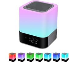 EXCITAT Nachtlampje - Wake up Light - Luidsprekers boxen - Bluetooth luidspreker - Wekker - Draagbare - Dimbaar - Aanraakkleurverandering