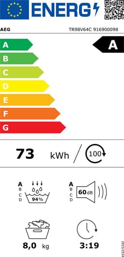 AEG TR98V64C 9000X AbsoluteCare® Pro - Warmtepomp Droogkast - 8 kg - NL/FR — thumbnail 3