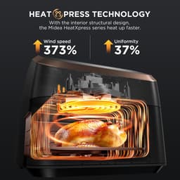 Midea Air fryer MF-CY85K - Large Air fryer with See Thru Window - XXL Airfryer - 8.5 L - 10 preset menu' s - Instelbare timer 1 tot 60 minuten - Doorkijkluik - Ingebouwde verlichting — thumbnail 6