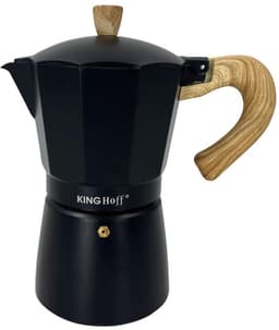 Kinghoff Aluminium Espressomaker KH-1888 – 12 Kopjes – Zwart Met Houten Handvat – Geschikt voor Inductie - 600ml - Percolator — thumbnail 1