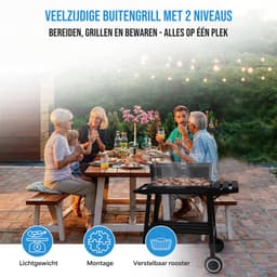 Muntel ® Houtskool barbecue -Op Wielen - BBQ - Asopvangbak - Kunststof - RVS - Zwart - Zilver — thumbnail 2