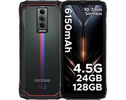 DOOGEE Blade10 Energy- Onbreekbare Mobiele Telefoon - Smartphone - Android 15 -24GB RAM+ 128GB ROM/(2TB TF)- 6.56" + 90Hz-6150mAh-Bouwplaats Telefoon 16MP + 8MP-Rood en blauw