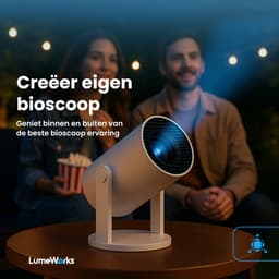 LumeWorks Luna Pro Mini Beamer Editie 2025 - Projector - 4K Support - Geschikt voor IOS en Android - Android 11 - Draagbaar - Thuisbioscoop - Wit — thumbnail 3
