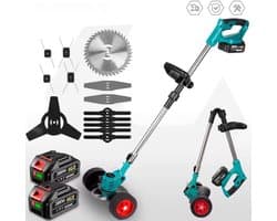 Grasmaaier elektrisch - Grasmaaier accu - Grastrimmer - Opvouwbaar - Draadloos - 2x 18V batterij - lichtblauw