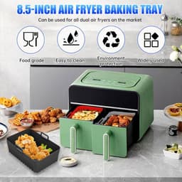 JeiibrZui Siliconen Mal voor de Airfryer - 21,5 cm - 2 Stuks - Airfryer Accessoires - Olieafvoerend Design - Zwarte Airfryer Ovenschaal — thumbnail 6
