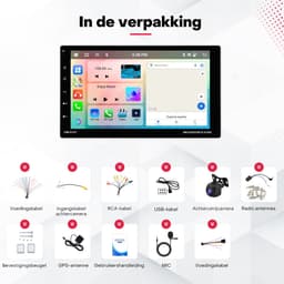 Boscer 1Din Autoradio - Android 15 - Apple Carplay & Android Auto (Draadloos) - 4+64GB - 9 Inch IPS HD Verstelbaar Touchscreen - GPS Navigatiesysteem - Bluetooth, USB, WIFI & MP5 - HD Achteruitrijcamera & Microfoon — thumbnail 5