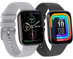 Cinturio SQ1 Combo Pack - Zwart en Grijs - Smartwatch voor heren en dames - Sporthorloge