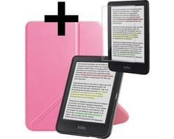 Hoes Geschikt voor Kobo Clara Colour - E-reader Bescherm Hoesje Case Sleep Cover Trifold Met Screenprotector - Hoes Geschikt voor Kobo Clara Colour Hoesje - Roze