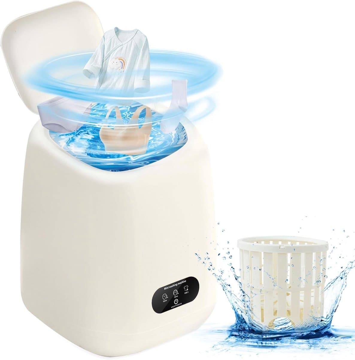 MKSS® Mini Wasmachine met Centrifuge - Voor Kleine Wasgoed - Meerdere Programma's - Wit — afbeelding 1