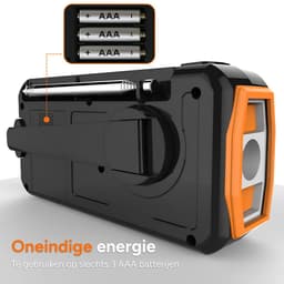 Noodradio - DAB+ - Solar Opwindbaar - Powerbank - Draagbare Radio - Noodpakket - Zaklamp - Opladen en op Batterijen - Bluetooth - Volledig Nederlands — thumbnail 5