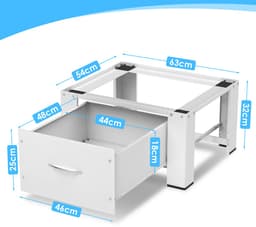 Wasmachine opbouwmeubel met lade - 32.5 cm hoog - Wasmachine Verhoger - Wasmachine Sokkel - Wit — thumbnail 5