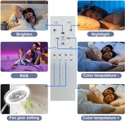 Rosnek Staande Lampen met Ventilator - 183cm Stille 2-in-1 Staande Ventilatorlamp – 1500 Lumen LED - 3 Snelheden, 12W RGB + Afstandsbediening – 360° Zwanenhalsrotatie Staande Lampen - Ideaal voor Slaapkamer/Kantoor(Wit) — thumbnail 2