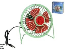 Gerimport Mini USB bureau ventilator - watermeloen - metaal - 15 cm - Tafel model - Lekker afkoelen — thumbnail 2