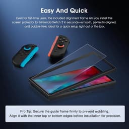 Screenprotector geschikt voor Nintendo Switch 2 met montage frame - Set van 3 stuks - Sounix - Screenprotector Tempered Glass - Gehard Glas — thumbnail 2