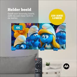 Minolux® Mini Beamer-NEW model 2026 – Smart Projector met Netflix, YouTube, Disney+, Appstore. – WiFi, Bluetooth, Screen Mirroring – Home Cinema - 4k - Beamer - Inclusief Hdmi kabel & speaker - IOS & Android - Wit — thumbnail 3