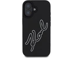 Karl Lagerfeld 3D Rubber Signature - iPhone 16 - Zwart - Elegante Bescherming - Uniek Design