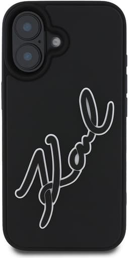 Karl Lagerfeld 3D Rubber Signature - iPhone 16 - Zwart - Elegante Bescherming - Uniek Design — thumbnail 1