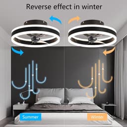 RFWR® Kleine Led Plafondventilator met Licht - 40 cm, 6 Snelheden, Dimbaar en Omkeerbaar, 3 Kleurtemperaturen, Zwart — thumbnail 2