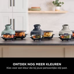 Ninja CRISPi 4-in-1 compact glazen kooksysteem - Airfryer, Roast, Recrisp, Keep Warm - Inclusief twee glazen schalen van 3.8L en 1.4L en bijpassende deksels - 2 Crisper-Plates - Blauw - FN101EUGY — thumbnail 16