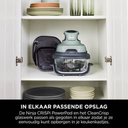 Ninja CRISPi 4-in-1 compact glazen kooksysteem - Airfryer, Roast, Recrisp, Keep Warm - Inclusief twee glazen schalen van 3.8L en 1.4L en bijpassende deksels - 2 Crisper-Plates - Groen - FN101EUSG — thumbnail 4