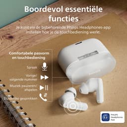 PHILIPS TAT2000 - In-ear oordopjes - 32 uur afspeeltijd - 4 mic technologie - multipoint - IPX4 - Microsoft Swiftpair - aanraakbediening - App control - Wit — thumbnail 2