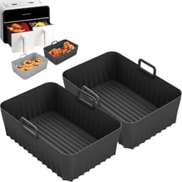Cuhostki - 2 Stuks - Siliconen Bakjes Voor Airfryer - Airfryer Accessoires - Zwart - 8,5 Inch - Anti-Aanbak & Hittebestendig — thumbnail 1