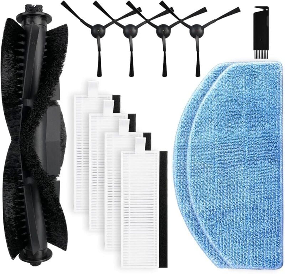 Vervangende onderdelen geschikt voor de Honiture G20 / G20 Pro robotstofzuiger, 1 roterende borstel, 4 zijborstels, 4 Hepa-filters, 2 vervangende doeken (reinigingstool niet inbegrepen) — afbeelding 1