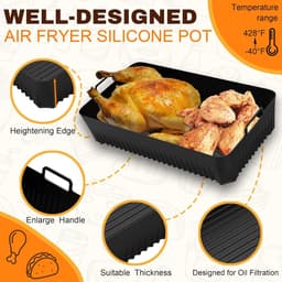 1x Siliconenvormen voor heteluchtfriteuse, voedselveilige siliconen, hittebestendig tot 230 °C, antiaanbaklaag, bakvorm voor heteluchtfriteuse, inzetstuk voor magnetron, oven, koelkast, camping, grillen — thumbnail 2