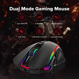 Redragon M910-KS RANGER LITE RGB 2.4G Wireless/Wired Double Modes Gaming Muis 8000 DPI met Rapid Fire knoppen - Zwart — thumbnail 3