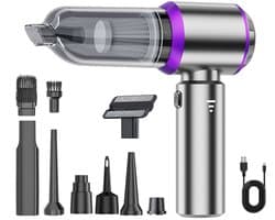 Handheld stofzuiger, 15000Pa mini draadloze draagbare stofzuiger met 3 snelheden, multifunctionele krachtige draadloze autostofzuiger met borstelloze motor