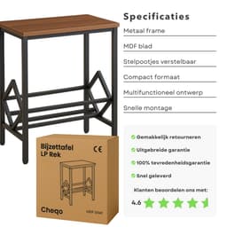 Cheqo® LP Opbergsysteem - Bijzet Tafel - Vinyl Houder - Platenrek - Platenhouder - Bijzettafel - Platenkast - Platenstandaard LP Rek - Platenspeler Meubel - Metaal MDF — thumbnail 2