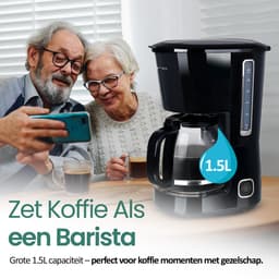 Emerio Koffiezetapparaat met Glazen Kan - 1,5L Filterkoffie - 12 kopjes per keer - Uitneembaar Filter - Non-Drip systeem - 750W - CME-125129.4 Zwart — thumbnail 2