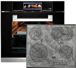 Inbouwoven - Kaiser - EH 6344 - Inbouwoven 60 cm - Zwart glas- 79 l - Air fryer- TFT - automatische braadfunctie + Glaskeramische kookplaat - KCT 6715 F Era — thumbnail 1