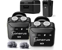 Sonerus Pro - Lavalier - Draadloze Microfoon - 2 Stuks - Geschikt voor Alle Smartphones, Camera & Laptop - Microfoons - Plug & Play - Incl. 2 Windshields