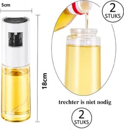 Voor de AirFryer : 2 stuks Olijfolie verstuiver Glas 100ml navulbaar — thumbnail 1