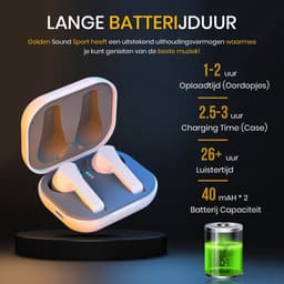 Golden Sound draadloze oordopjes - Bluetooth oordopjes - Sport oordopjes - Bluetooth Oortjes - Geschikt voor elke laptop en smartphone - Wit - Passive Noise cancelling — thumbnail 5