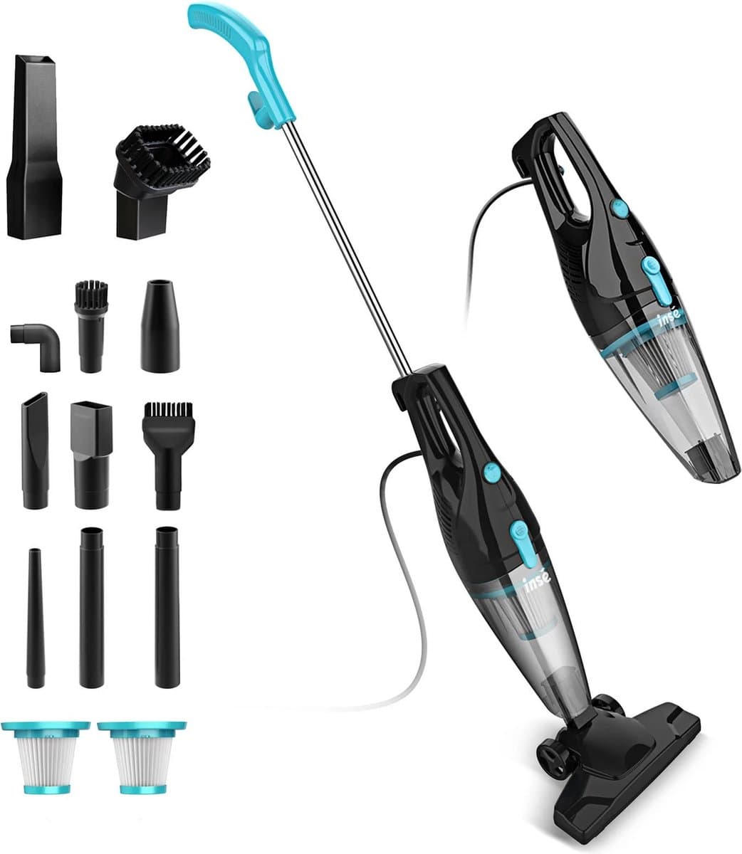 Steelstofzuiger - 2-in-1 Handstofzuiger - Stofzuiger Zonder Zak - Vacuum Cleaner - Met Snoer & Steel - Kruimeldief - Zwart & Blauw — afbeelding 1