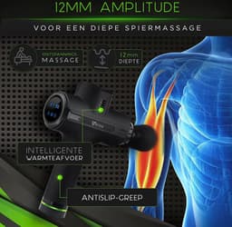 krachtige Massage Gun met 11 massagekoppen - Massage pistool met LED weergave & draagtas -schouders & nek — thumbnail 2