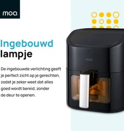 MOA Airfryer XL - 8 voorgeprogrammeerde programma's - 1600W - 4,5L Inhoud - 50ºC tot 200ºC - Zwart — thumbnail 5