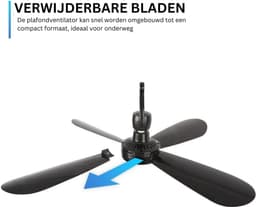 Plafondventilator - 2 Meter lang Snoer - 40cm Ø - Kunststof - Slaapkamer - Woonkamer - Plafond Ventilator - 5W - Opvouwbaar - Stil 25 dB - Wit — thumbnail 4