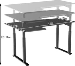 Bureau elektrisch in hoogte verstelbaar hoekbureau - L vormig zit sta bureau gaming — thumbnail 2