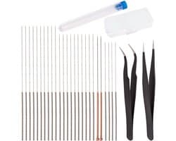 28 stuks - 3D Printer Nozzle Schoonmaak Cleaning Set - 0.4mm 0.35mm 0.25mm 0.15mm 0.5mm Needles and Tweezers Toolkit - Stainless Steel Nozzle Cleaning Tool Kit - Pincet 3D Extruder Nozzle Cleaners voor 3D Printer