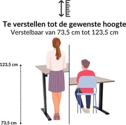 Zit-sta bureau elektrisch verstelbaar - MRC EASY | 160 x 80 cm | inclusief stekkerdoos en kabelklemmen | frame zwart - blad midden eiken — thumbnail 2