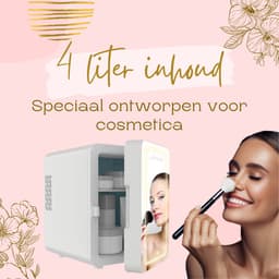 Jambo® Skincare Fridge - Mini Koelkast - Make-up Koelkast met Spiegel - Beauty Fridge met Spiegel en 3 Standen Ledverlichting - Wit - Cosmetica - 4 Liter — thumbnail 2