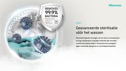Hisense 3S Serie WF3S8043BW3/BLX - Wasmachine met Energielabel A -30% - 8kg - 72dB (A) - Steam Wash -1400 toeren - Power Wash 49' - ConnectLife - Inhoud Trommel 54 Liter — thumbnail 8